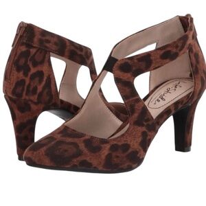 Lifestride Women’s 8.5 Giovanna 2 Leopard Print Pump Heel Shoes Faux Suede